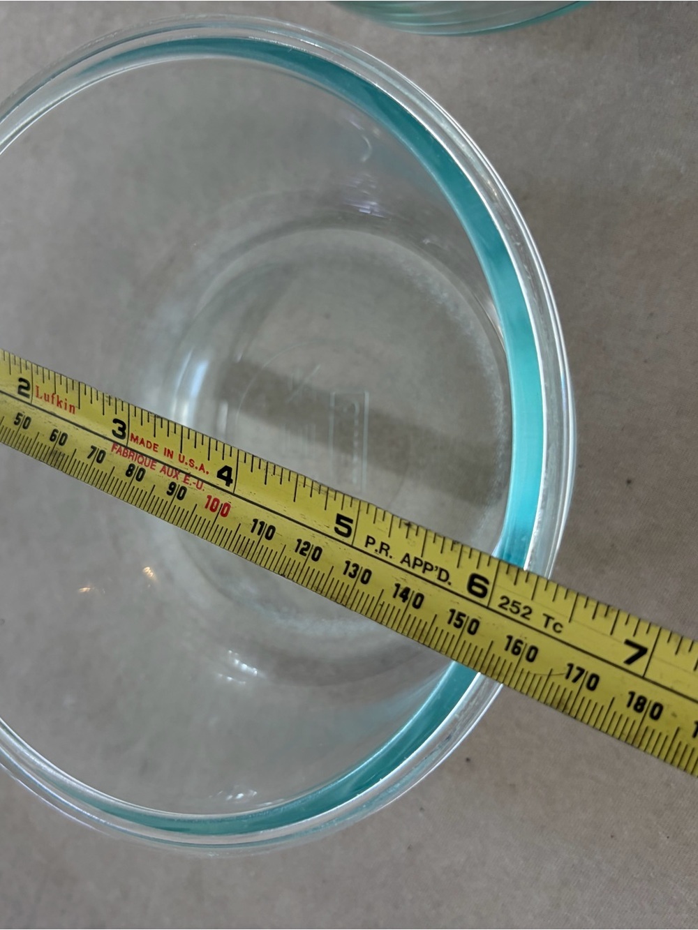 Pyrex Clear Glass Prep Bowls with Aqua Tint set of 3 - Picture 2 of 10